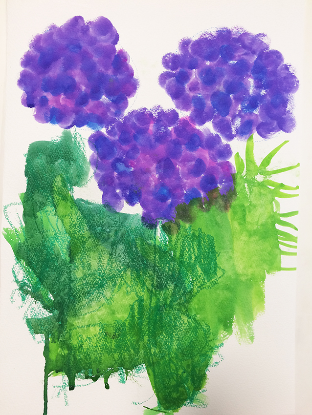 「紫陽花」水彩デッサン