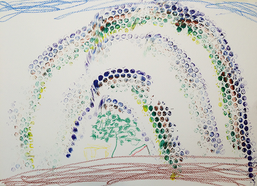 「虹のなかの公園」コロコローラー絵画